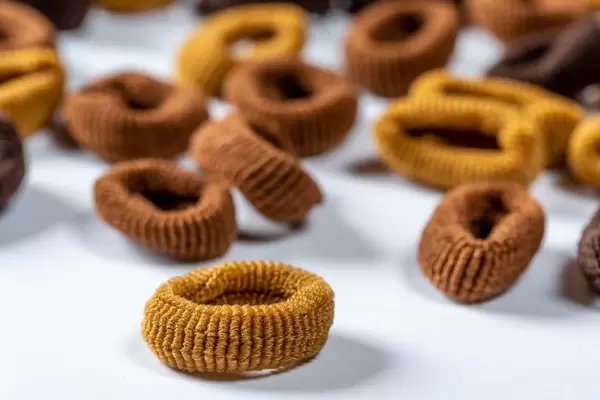 Small brown hair bands close up