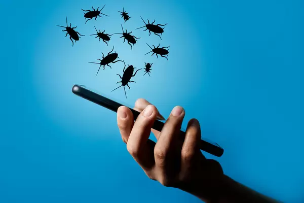 Smartphone infected with viruses