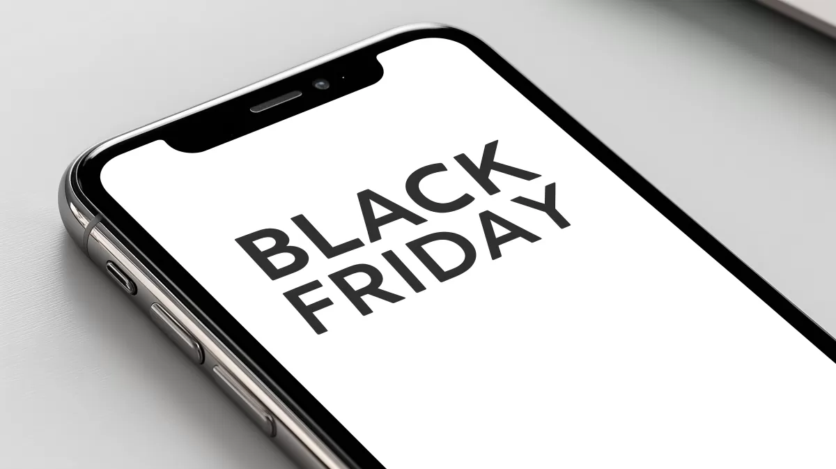Smartphone mit Aufschrift 'Black Friday'