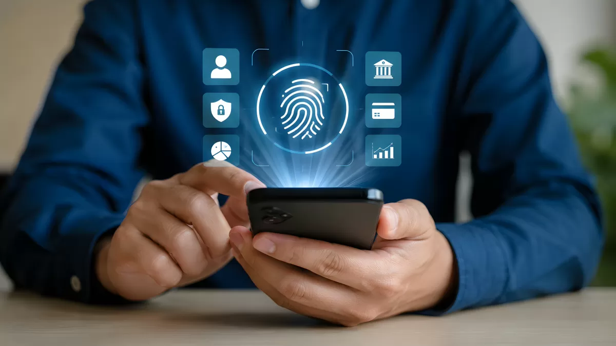 Smartphone mit biometrischer Fingerabdruck-Authentifizierung