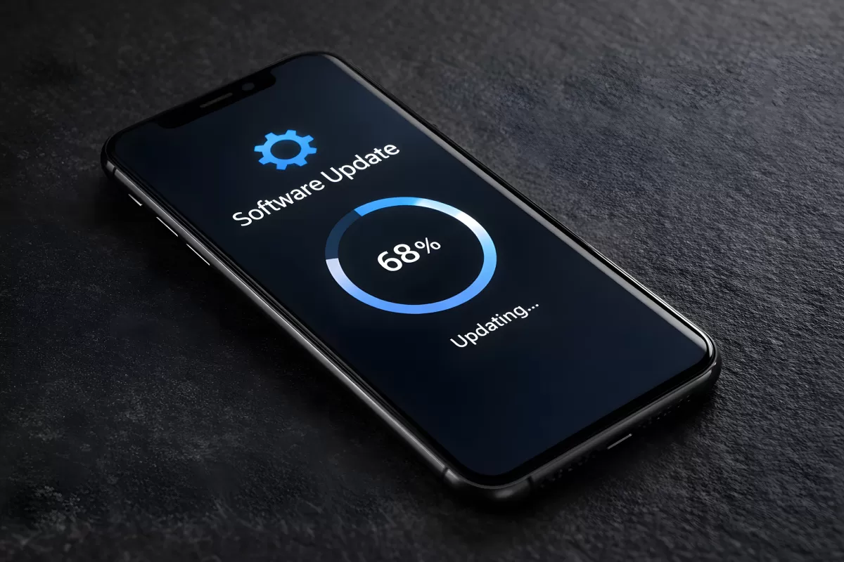 Smartphone mit Softwareupdate-Bildschirm