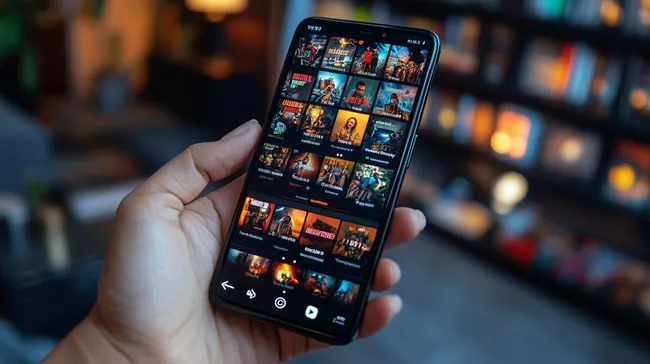 Smartphone mit Streaming-App-Oberfläche in Nahaufnahme