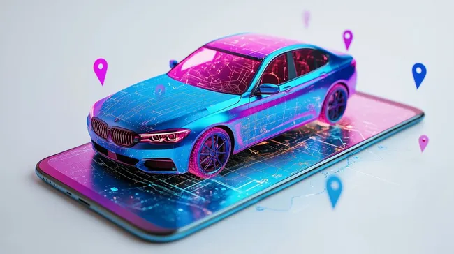 Smartphone mit virtueller 3D-Autonavigation