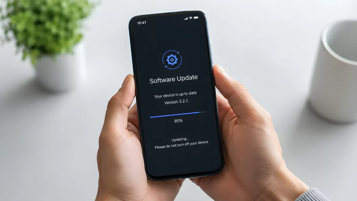 Smartphone zeigt Software-Update bei 85 Prozent