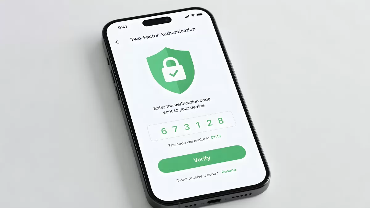 Smartphone zeigt Zwei-Faktor-Authentifizierung mit Code