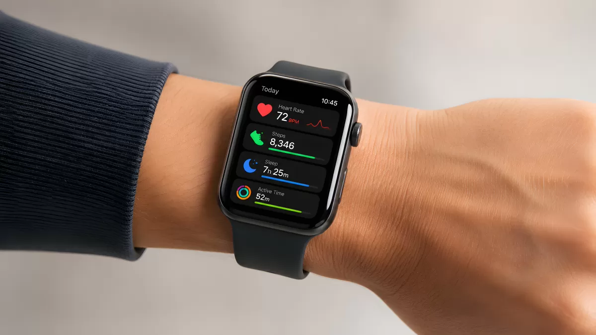 Smartwatch zeigt Gesundheitsdaten am Handgelenk