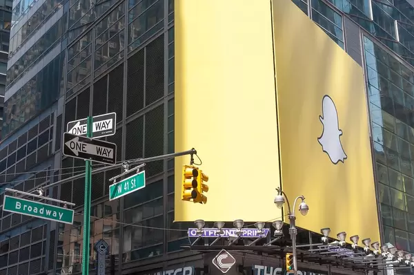 Snapchat Advertisement Board at Times Square in New York City