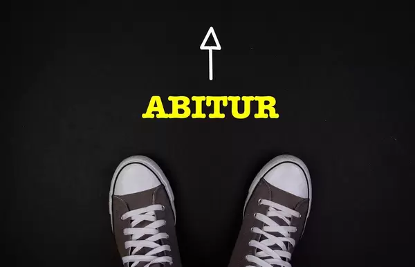 Sneaker shoes with Abitur text