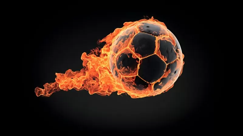 Soccer Ball on Fire Isolated on Black Background