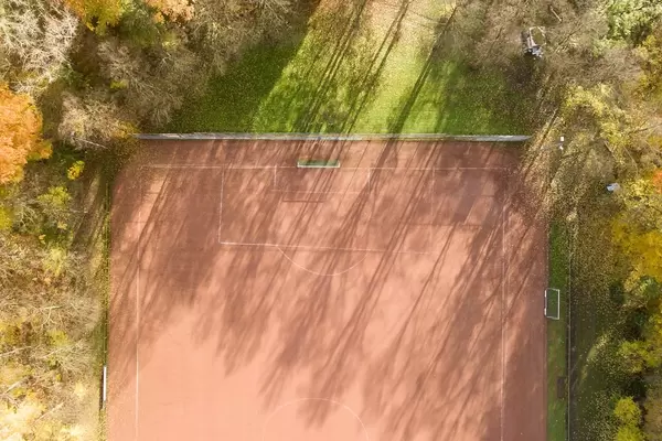 Soccer field in Buchheim, Cologne - aerial photo