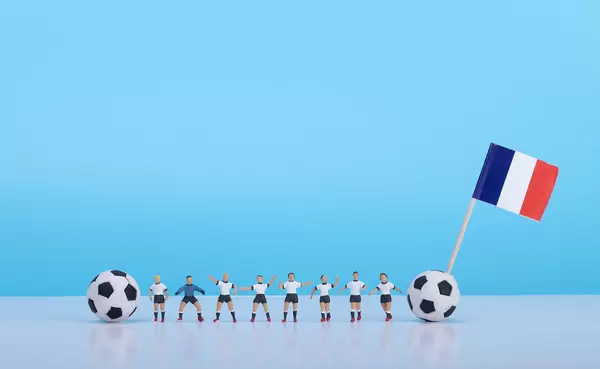 Soccer players with flag of France