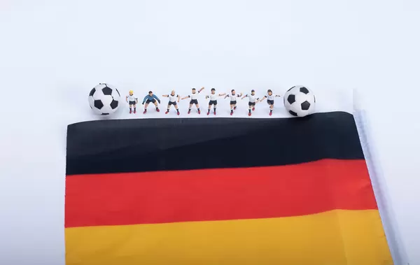 Soccer players with flag of Germany