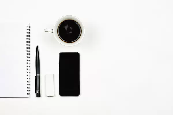 Social media manager or SMM specialist's bright workspace