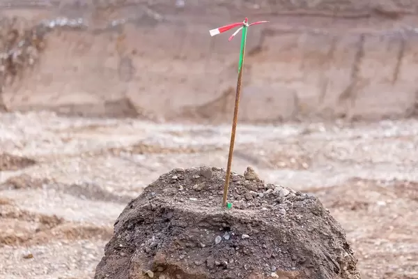 Soil at a construction site following excavation works