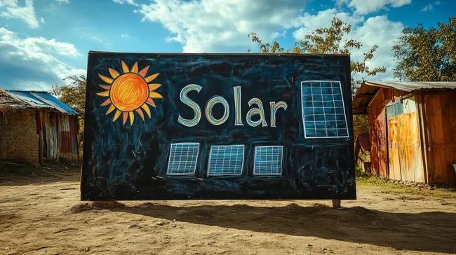 Solarbetriebenes Informationsschild in ländlicher Umgebung