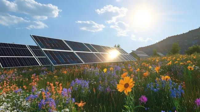 Solarenergie in blühender Bergwiese