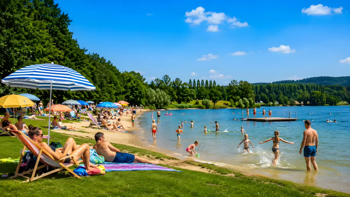Sommerhitze an Pfingsten am deutschen See