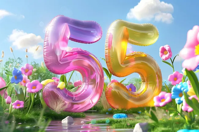 Sommerliche Ballons in bunter Blumenwiese