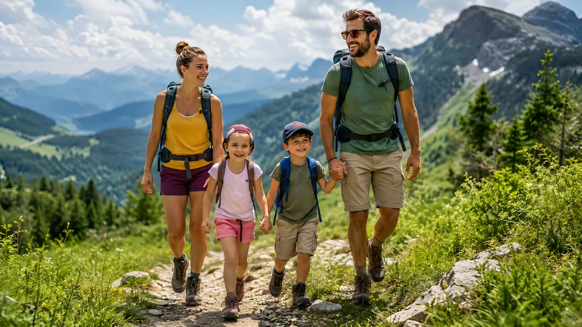Sommerliche Familienwanderung in den Bergen