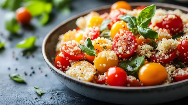 Sommerlicher Quinoa-Salat mit bunten Tomaten