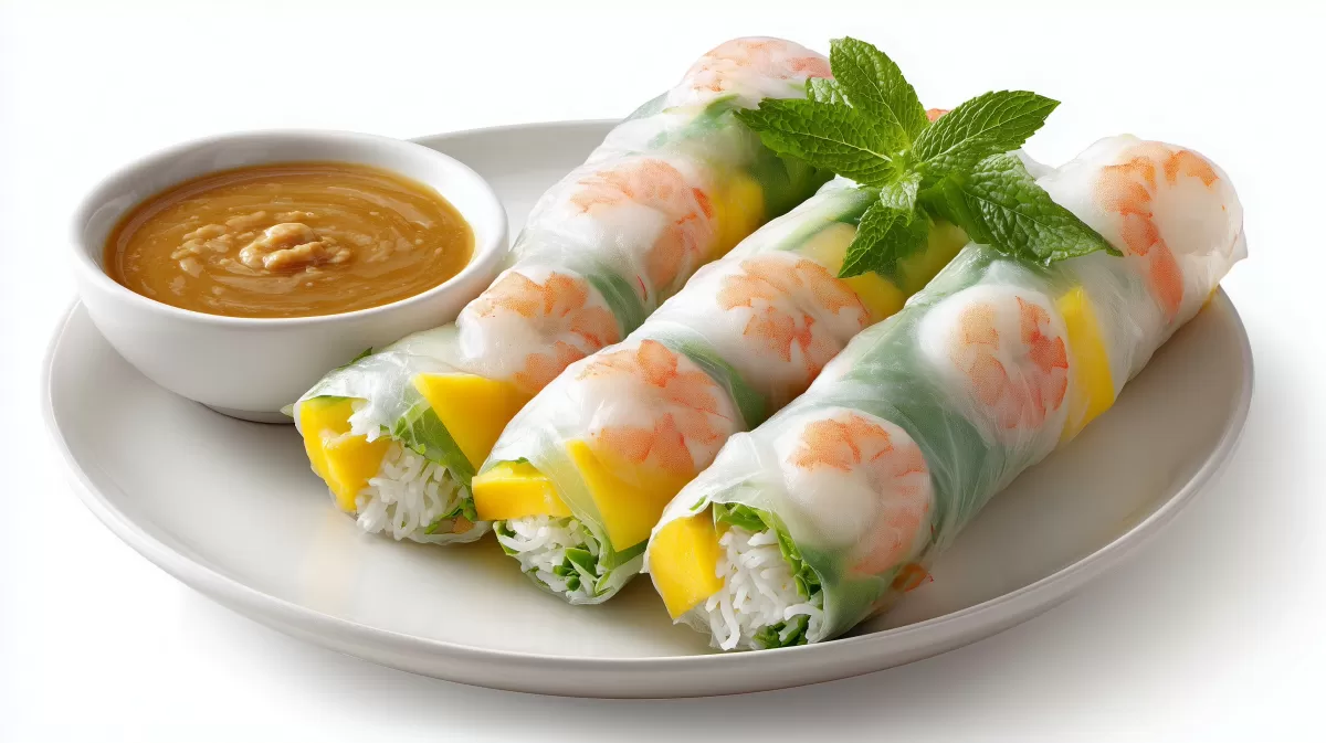 Sommerrollen mit Garnelen und Mango photoreal