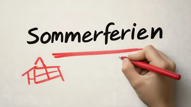 Sommerzeit - Ferienschild mit Stift