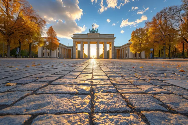 Sonnenuntergang am Brandenburger Tor in Berlin