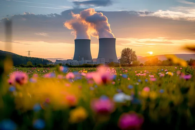 Sonnenuntergang am Kernkraftwerk