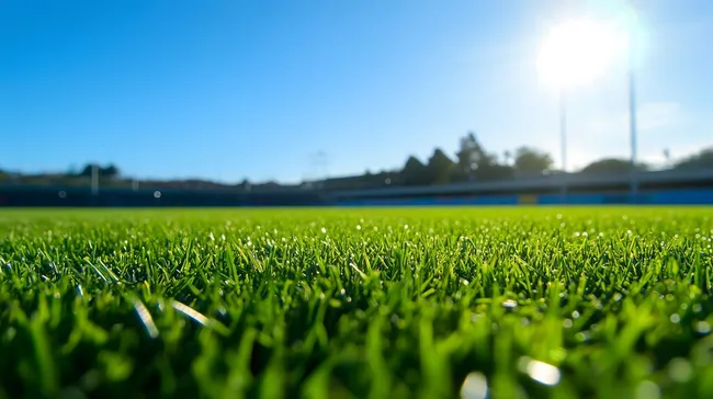 Sonniger Fußballplatz mit saftigem Rasen