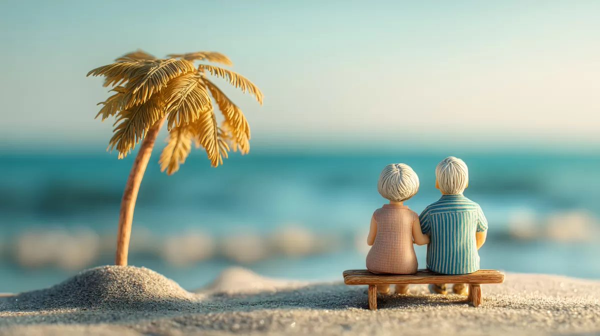 Sonniger Urlaubsmoment am Strand mit Palme