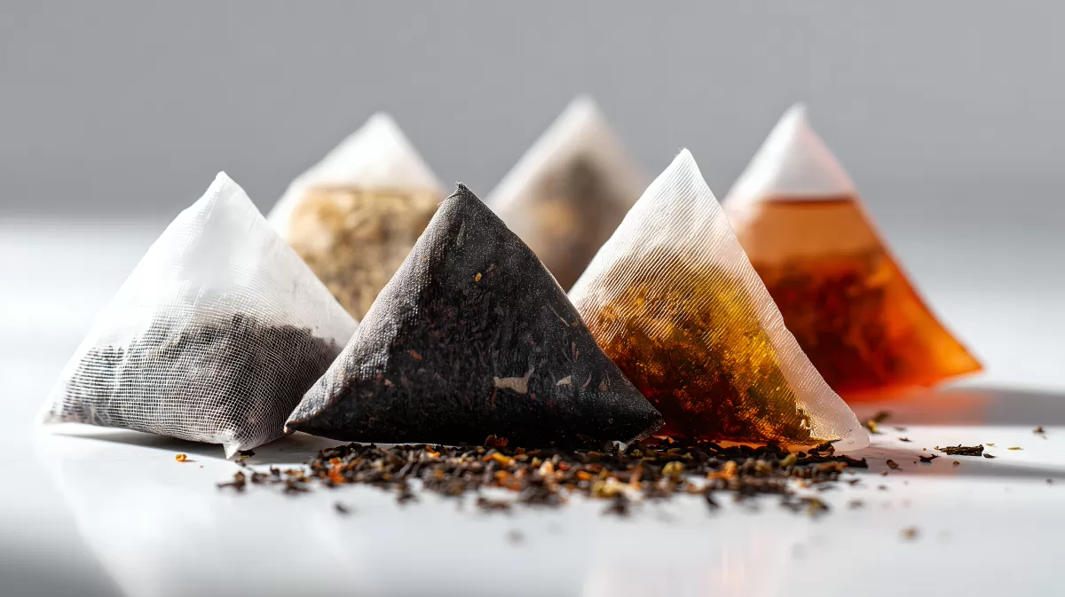 Sortiment an aromatischen Tee-Pyramiden