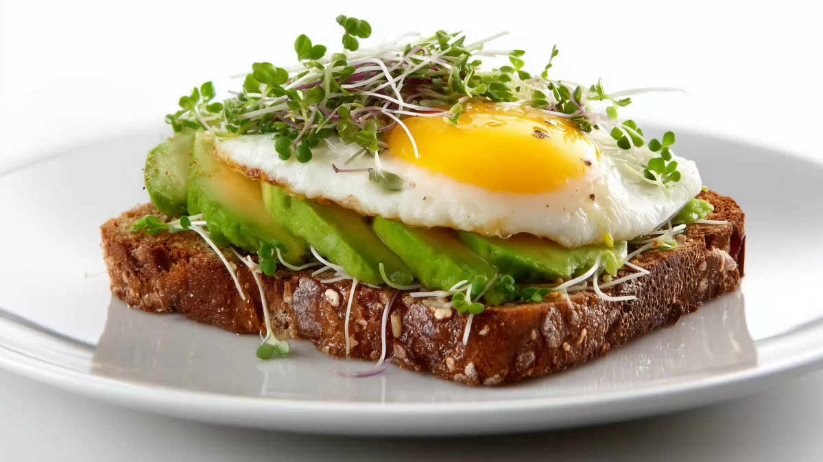 Sourdough Sandwich mit Avocado, Ei und Microgreens