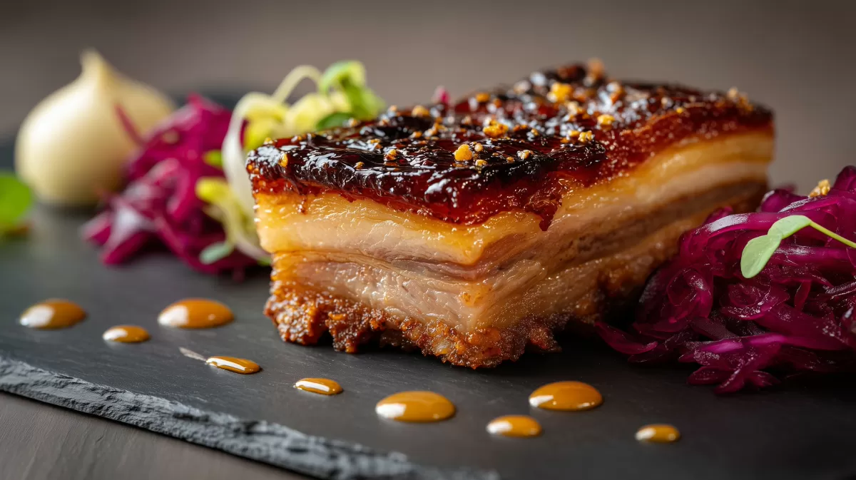 Sous Vide Schweinebauch mit Gewürzglasur photo