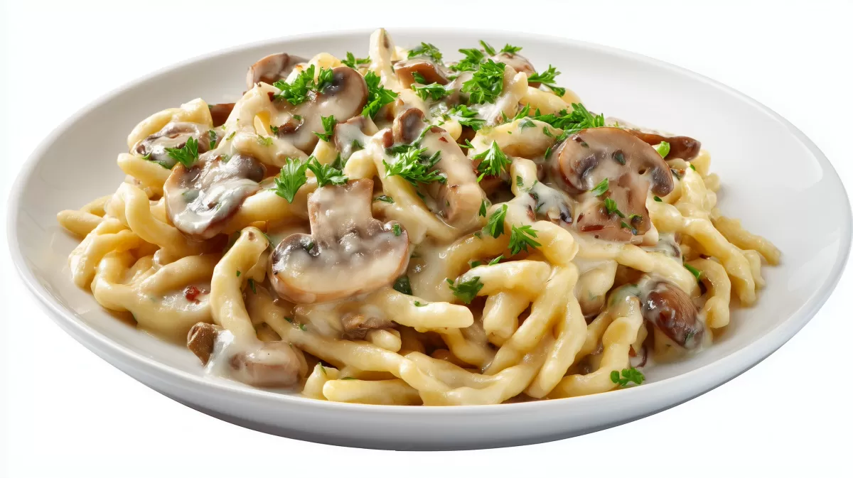 Spätzle in cremiger Pilzsauce mit Petersilie