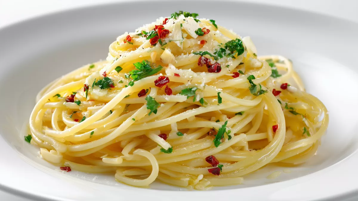 Spaghetti Aglio e Olio mit Petersilie und Chili