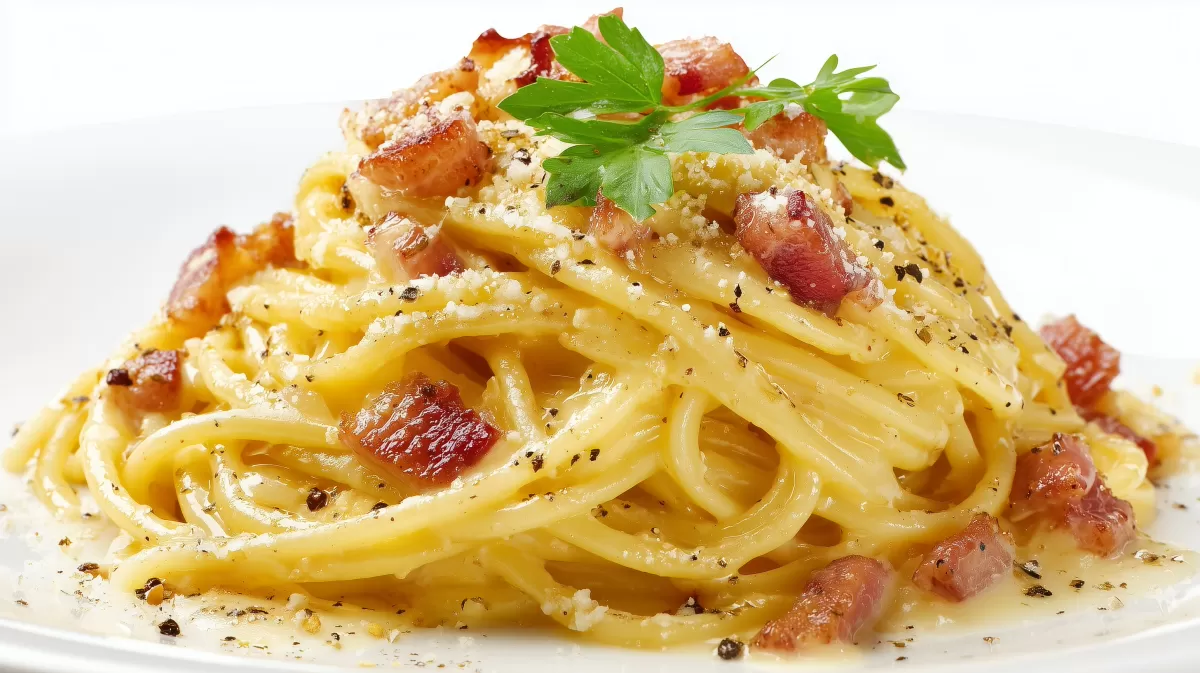 Spaghetti Carbonara mit Speck und Parmesan