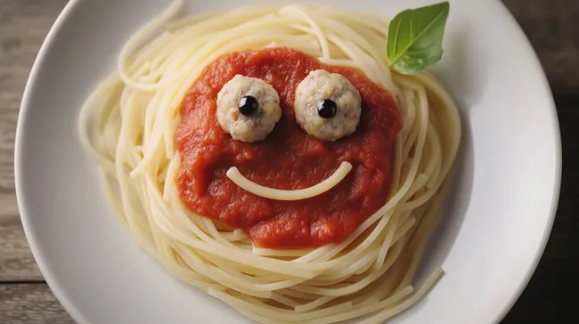 Spaghetti mit lustigem Gesicht - Kreatives Kinderspaß-Gericht