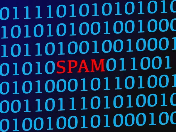 Spam red text between blue binary data on screen