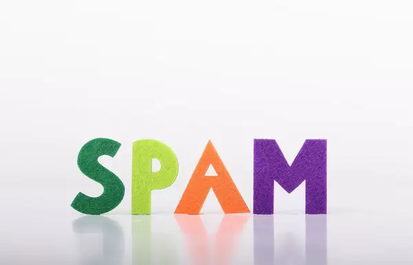 Spam text on white background