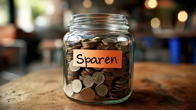 Sparen für die Zukunft: Glasgefäß mit Münzen