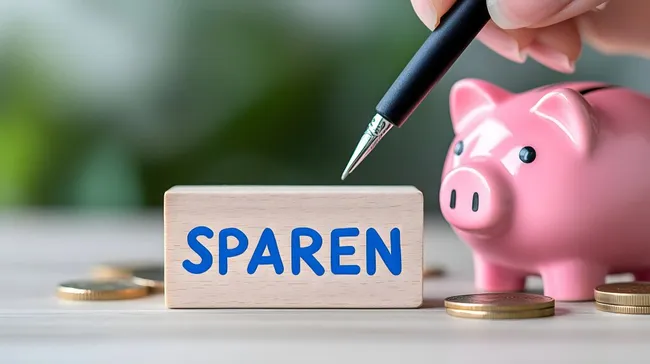 Sparen für eine finanzielle Zukunft - Sparschwein und Münzen