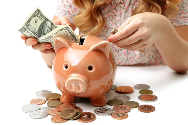 Sparen mit Sparschwein und Bargeld