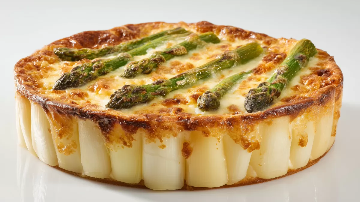 Spargel Kuchen mit weißem und grünem Spargel