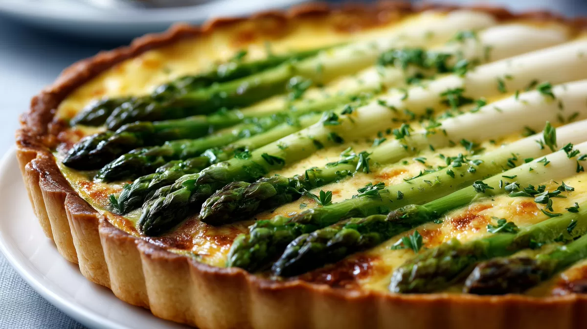 Spargel Tarte mit grünem und weißem Spargel