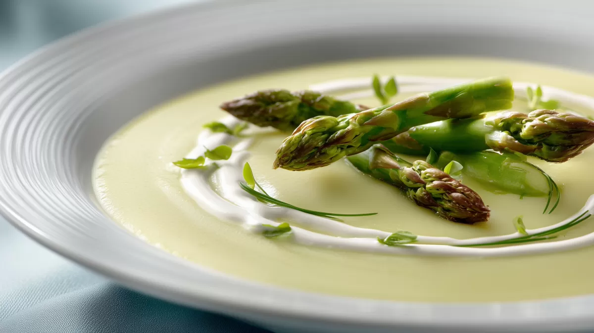 Spargelcremesuppe aus Resten mit grünem Spargel