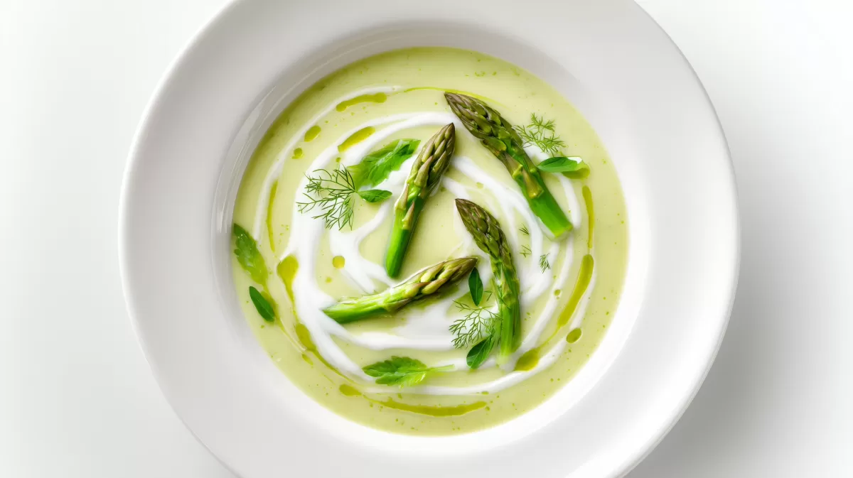 Spargelcremesuppe aus Resten mit Sahne und Dill
