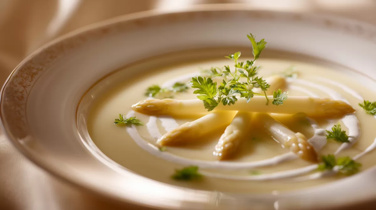 Spargelcremesuppe la garten gerd – elegant serviert