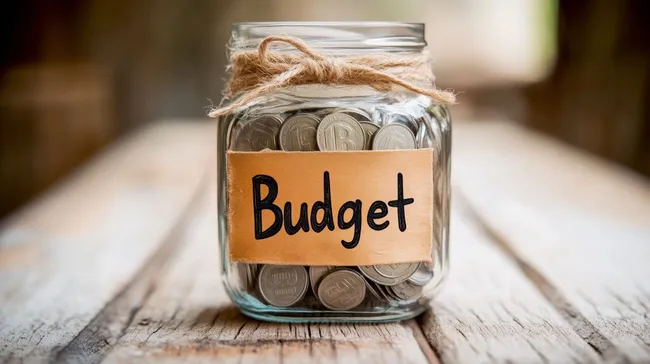 Sparglas mit Münzen für Finanzplanung und Budget