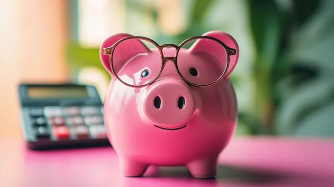 Sparschwein mit Brille für Finanzen und Sparen