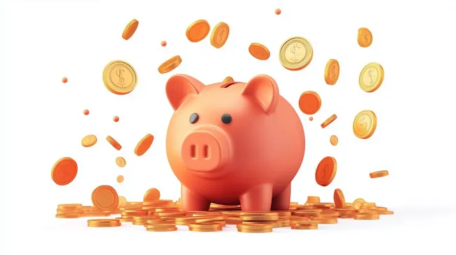 Sparschwein mit fliegenden Münzen - Kostenloses Stockfoto